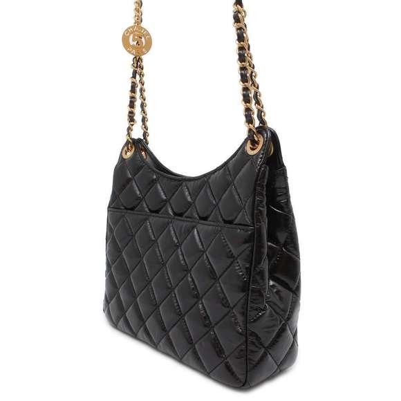 Chanel Shoulder Black Bag Calf Matelasse Cocomark Hobo Leather - Picture 1 of 12